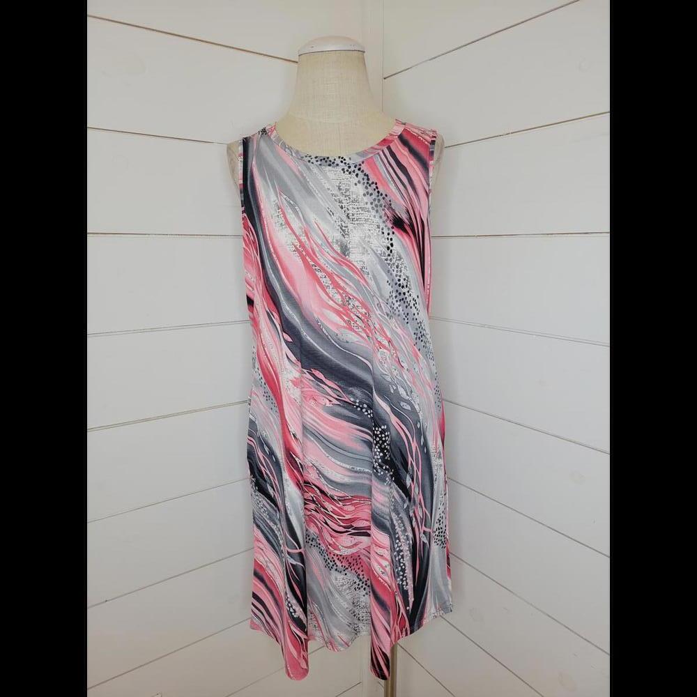 NWOT Boutique Sew in Love red black & white drip dye mini dress